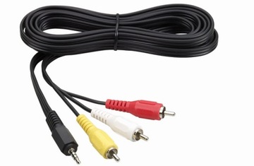 Kabel 1x Mini JACK 3,5mm 4 pin M - 3x Cinch RCA M A/V 3m. THOMSON