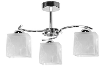 Lampa Sufitowa Żyrandol CHROM Plafon SZKŁO