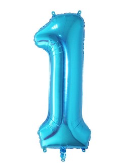 BALON FOLIOWY CYFERKA CYFRA 1 NIEBIESK GIGANT 80CM