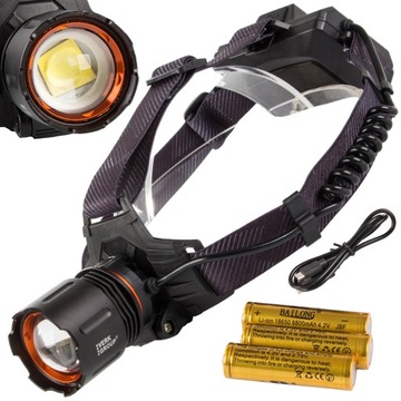 LATARKA CZOŁOWA BAILONG LED CREE XHP160 POWERBANK ZOOM MOCNA NA GŁOWĘ LEKKA
