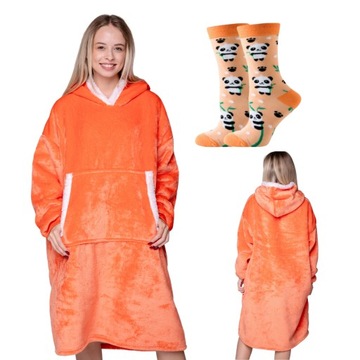 KOC BLUZA OVERSIZE CIEPŁA 2W1 GRUBA XXL KOCOBLUZA SKARPETKI
