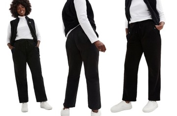 POLAROWE SPODNIE DAMSKIE CIEPŁE z kieszonkami SUPER JAKOŚĆ 5610 czarne 3XL