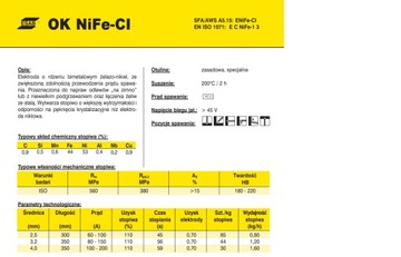 Электрод для сварки чугуна ОК NiFe-CI fi 2,5х300