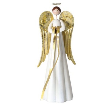 FIGURKA ŚWIĄTECZNA ANIOŁ ANIOŁEK METALOWY DEKORACJA NA PREZENT PIĘKNY