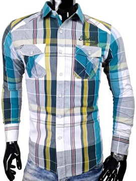 Koszula męska codzienna w kratkę casual KD157 kolory r. M/L
