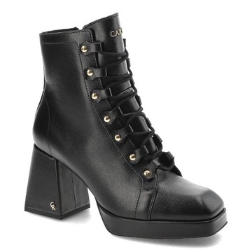 Czarne Botki Carinii Damskie Eleganckie Modne Buty