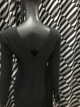 Simple, czarna sukienka z frędzlami, r.34
