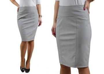 GŁADKA OŁÓWKOWA SPÓDNICA EKO SKÓRA SZARA r.50