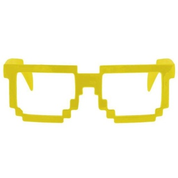 OKULARY pikselowe PIXEL 8bit ŻÓŁTE geek NERD