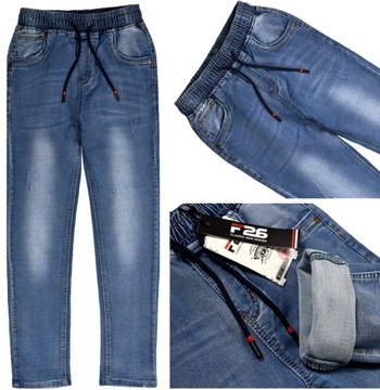 F26 Wygodne Jeans SPODNIE Elastyczne Guma w pasie Wiosna - 170/176
