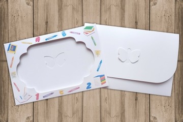 Конверт на окно, обклеенный бабочкой Детский сад.