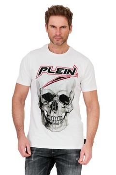 Philipp Plein Biały t-shirt z czaszką i logo XXL