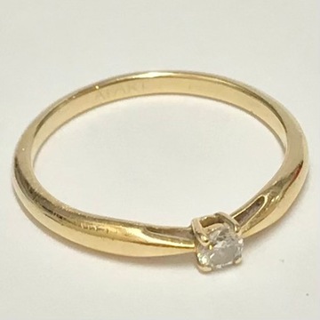 Złoty PIERŚCIONEK zaręczynowy 585 14K BRYLANT 0.1ct APART r.12