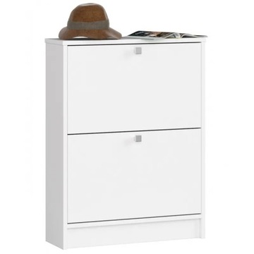 Wąska szafka na buty biała uchylna 60 cm 2 drzwi