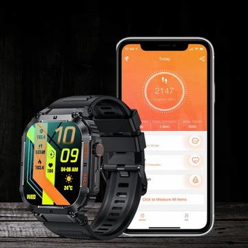 SMARTWATCH ZEGAREK MĘSKI MILITARNY ROZMOWY WIELOFUNKCYJNY POMIARY MENU PL