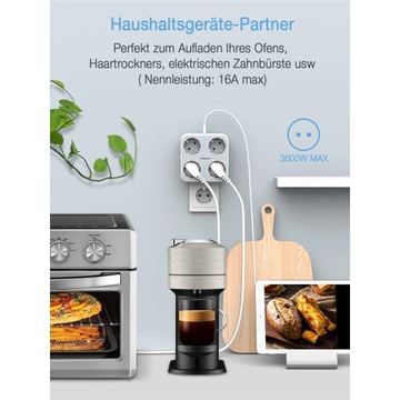 Многорозеточный блок питания TESSAN с розеткой и USB-портами, розетка EU KR