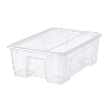 IKEA SAMLA | Pojemnik z pokrywką - przezroczysty | 39x28x14 cm / 11 l