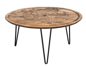 ŁAWA OKRĄGŁA Drewniana Stolik 90 cm MANGO Mapa