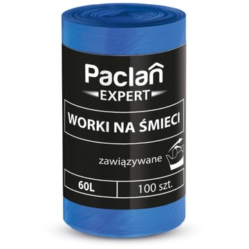 PACLAN WORKI NA ŚMIECI EXPERT WIĄZANE 60L 100 SZT.