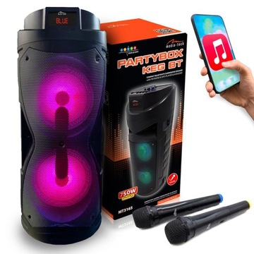 BOOMBOX PRZENOŚNY GŁOŚNIK BT KARAOKE DWA MIKROFONY