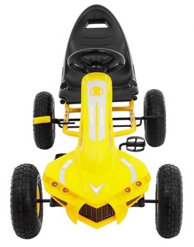 Для детей Чемпион Гокарт с педалями Желтые Надувные шины Ручной тормоз