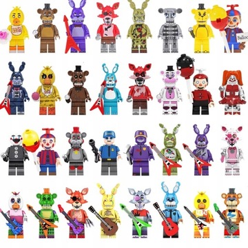 6x MINIFIGURKI FNAF KLOCKI AKCESORIA KOMPLET