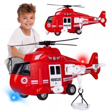 Helikopter Straży Pożarnej Śmigłowiec Ratunkowy 1:16 Światło Dźwięk Napęd