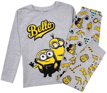PIŻAMA chłopięca bawełna MINIONKI szara 122 R313A