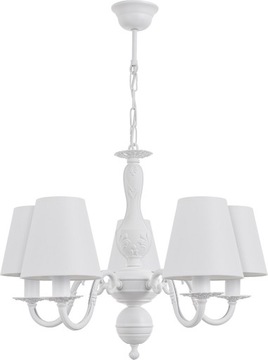 Elegancki żyrandol z abażurami do salonu LALKA 5 biała lampa sufitowa salon