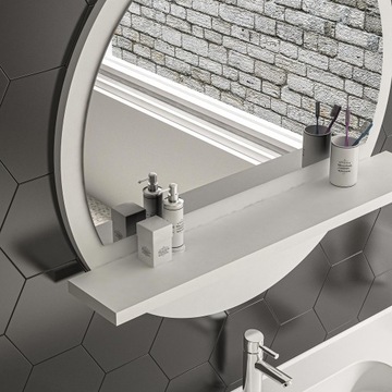 Настенное зеркало для ванной комнаты белое с полкой 60 СМ.