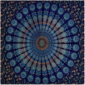 Niebieski okrągły styl 200x150cm Indyjski gobelin