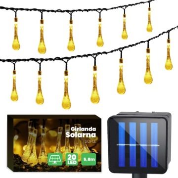 GIRLANDA SOLARNA LAMPKI OGRODOWE WISZĄCE SOPLE