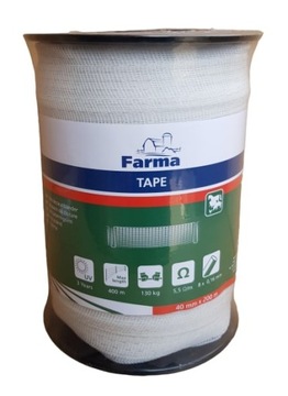 TAŚMA Biała OGRODZENIOWA DO PASTUCHA 40MM X 200M FARMA Kerbl Jakość