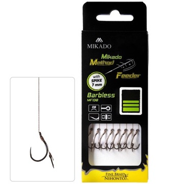 Przypony Method Feeder Z Igłą Bezzadziorowe Mikado MF138- 10/0.12mm/10cm