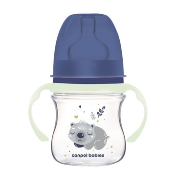 CANPOL BABIES BUTELKA SZEROKA 120ml EASY START +0m ŚWIECĄCE UCHWYTY KOALA