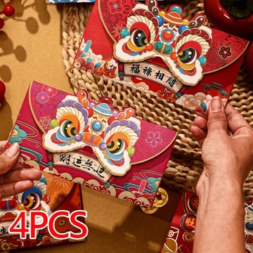 4x Czerwone koperty noworoczne Tradycyjne pakiety upominkowe Najlepszy styl A