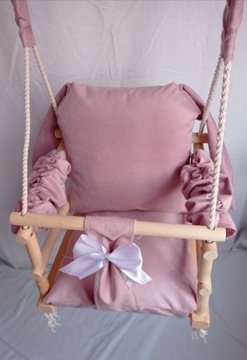 КАЧЕЛИ 3в1 ДЕТИ кролик РОЗОВЫЙ дом сад комната бархатное сиденье подарок