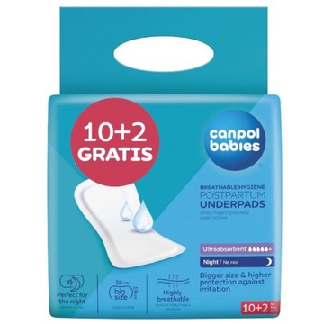 CANPOL BABIES Oddychające podkłady poporodowe na noc 10+2