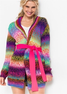 BON PRIX - Kolorowy sweter z wiązaniem - r.40/42