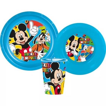 DISNEY MYSZKA MICKEY Zestaw Obiadowy Talerze Kubek