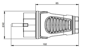 PCE ПОРТАТИВНАЯ РЕЗИНОВАЯ ВИЛКА 16А 2P+Z 230В IP44