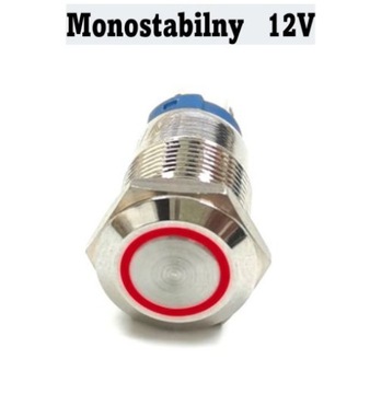 Przycisk metalowy wciskany 12mm podświetlany LED 12V 24V mo