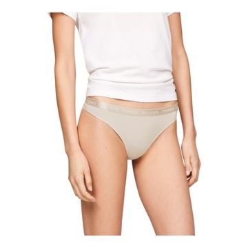 TOMMY HILFIGER STRINGI DAMSKIE MAJTKI THONG 3P GRAFITOWE/BEŻOWE/RÓŻOWE r.L