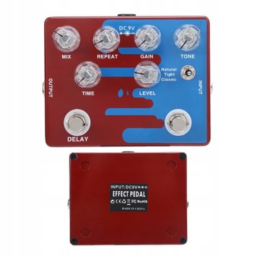 Cyfrowy pedał efektów Distortion Delay z 3