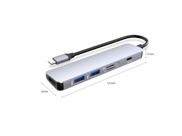 HUB USB-C 6in1 USB HDMI 4K SD PD-адаптер для MacBook