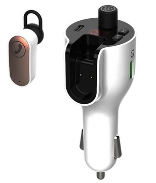 Transmiter FM ZESTAW SŁUCHAWKOWY ładowarka USB