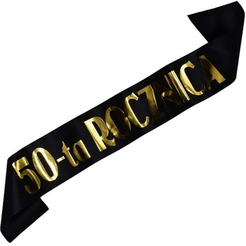 Czarna szarfa ze złotym nadrukiem 50-ta rocznica