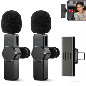 BEZPRZEWODOWY 2X MIKROFON PRO KRAWATOWY DLA TYPE-C