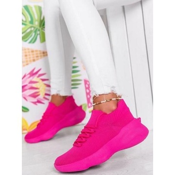 FUKSJOWE SPORTOWE BUTY SNEAKERSY ELASTYCZNE 36