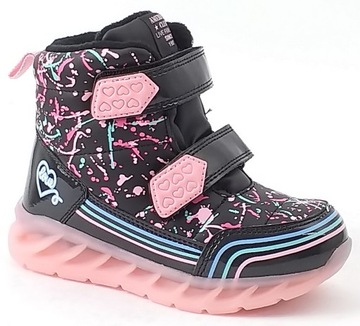 ŚNIEGOWCE AMERICAN CLUB ES140/23 CZARNE OCIEPLANE ŚWIECĄCA PODESZWA LED 27